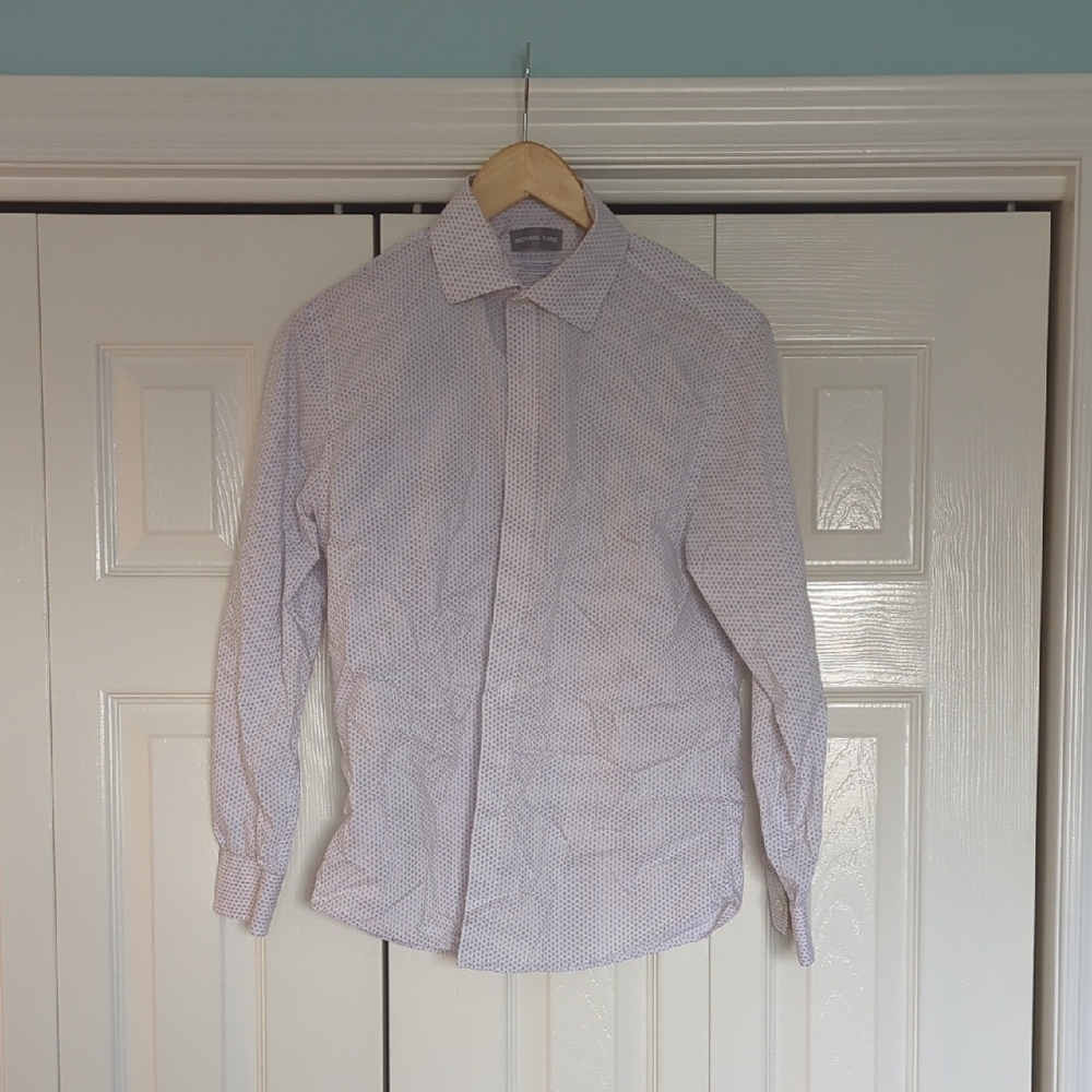 Michael Kors White Button Down Shirt with Subtle Texture
